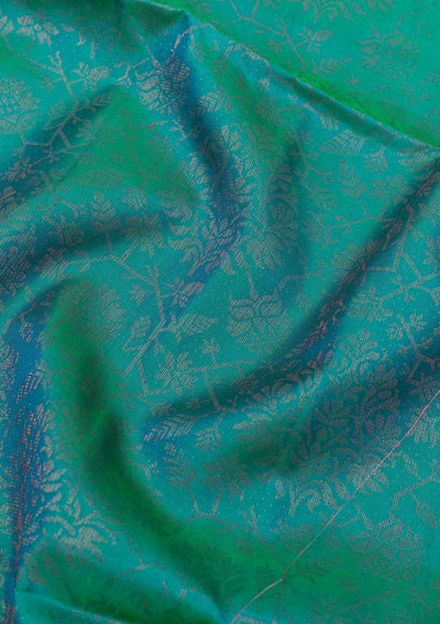 Peacock Blue Zariwork Pure Silk Saree-Koskii