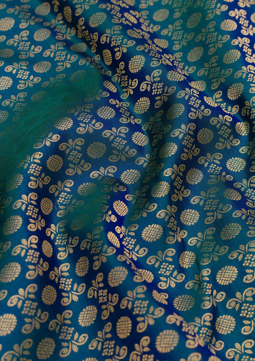 Peacock Blue Zariwork Pure Silk Saree-Koskii