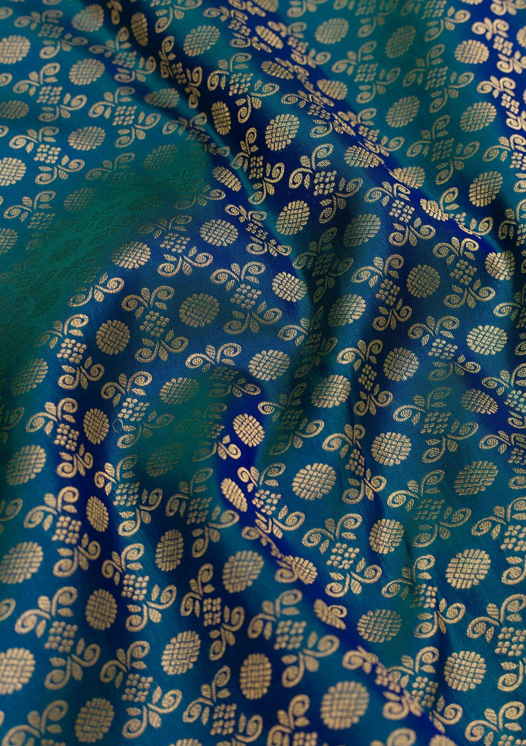 Peacock Blue Zariwork Pure Silk Saree-Koskii