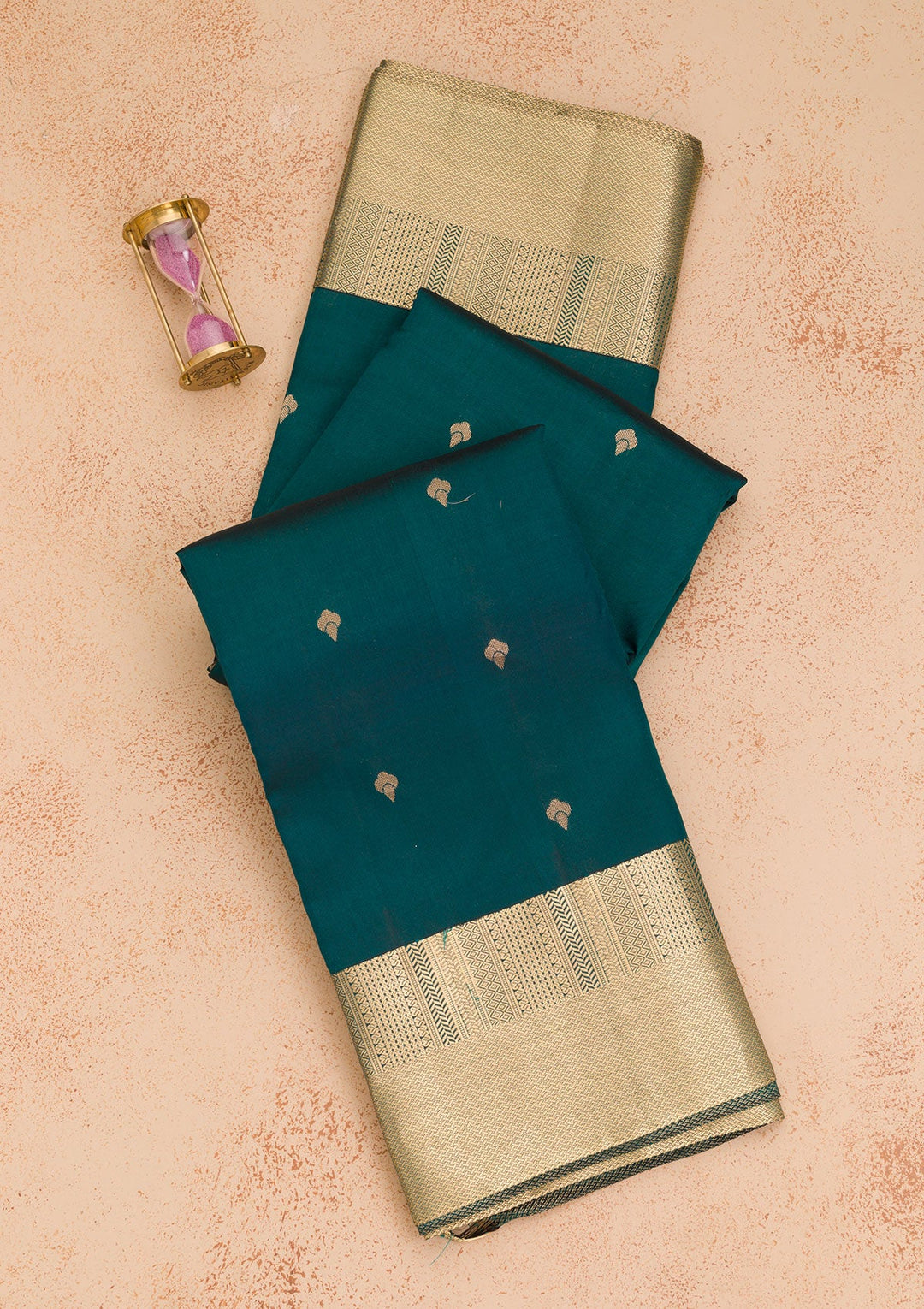 Peacock Blue Zariwork Pure Silk Saree-Koskii