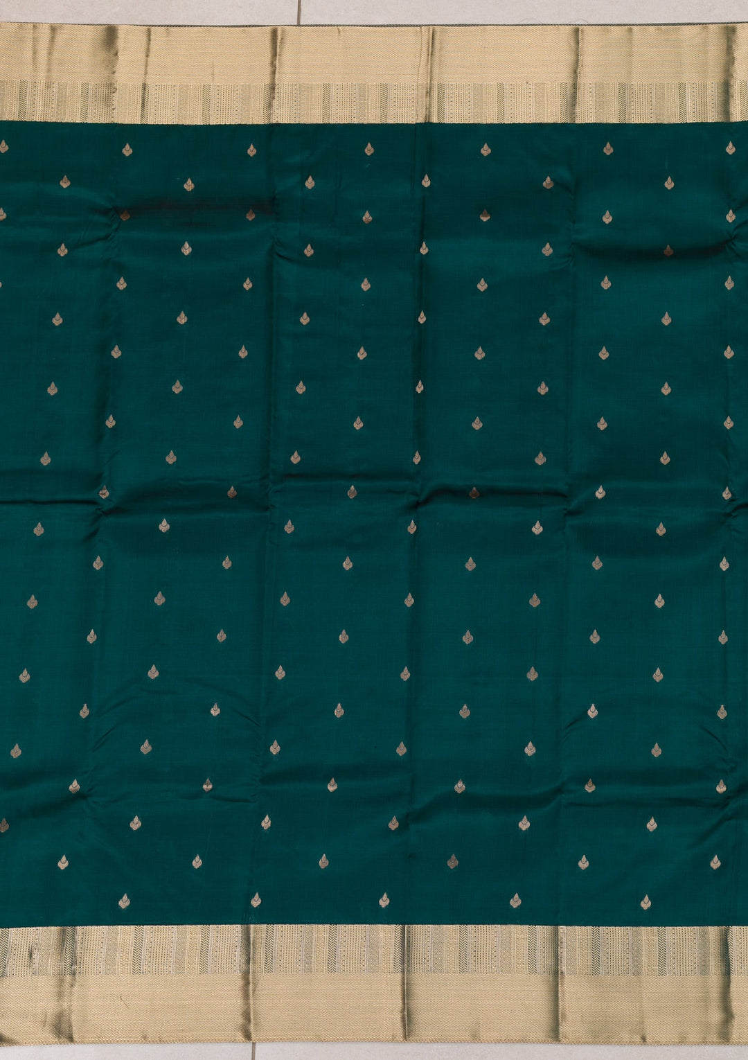 Peacock Blue Zariwork Pure Silk Saree-Koskii