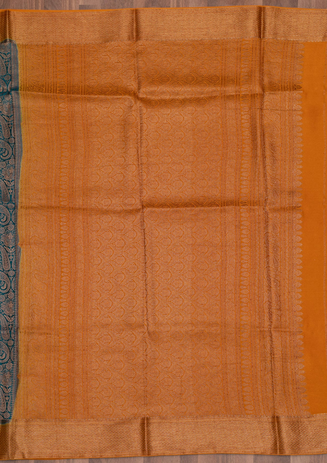 Peacock Blue Zariwork Pure Silk Saree-Koskii