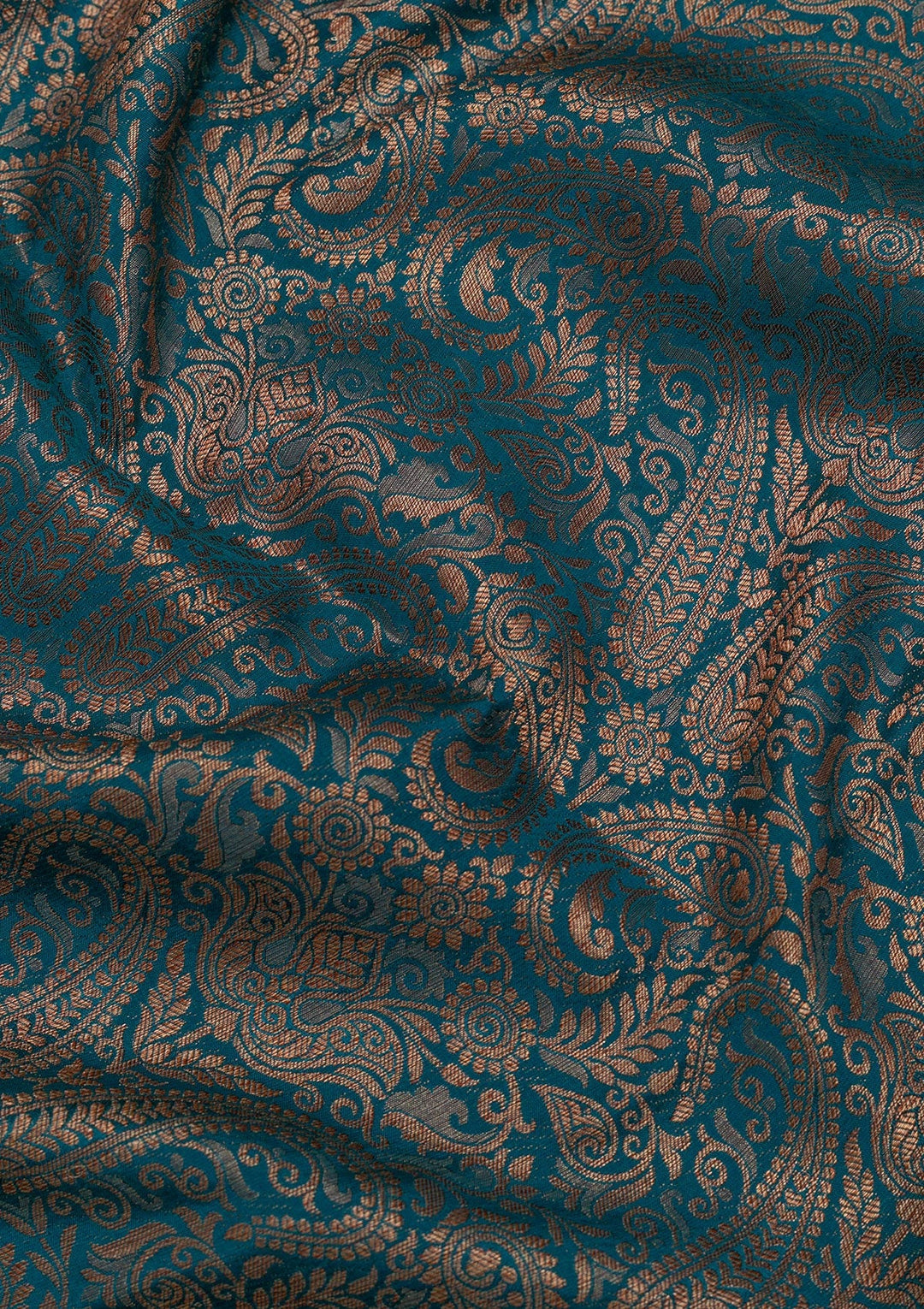 Peacock Blue Zariwork Pure Silk Saree-Koskii