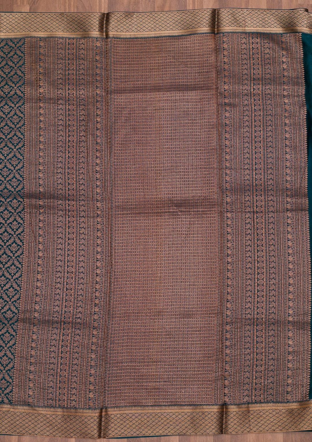 Peacock Blue Zariwork Pure Silk Saree-Koskii