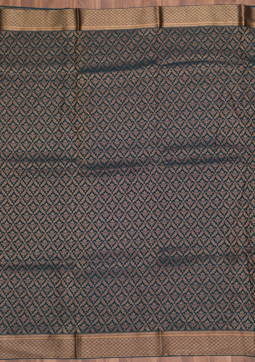 Peacock Blue Zariwork Pure Silk Saree-Koskii