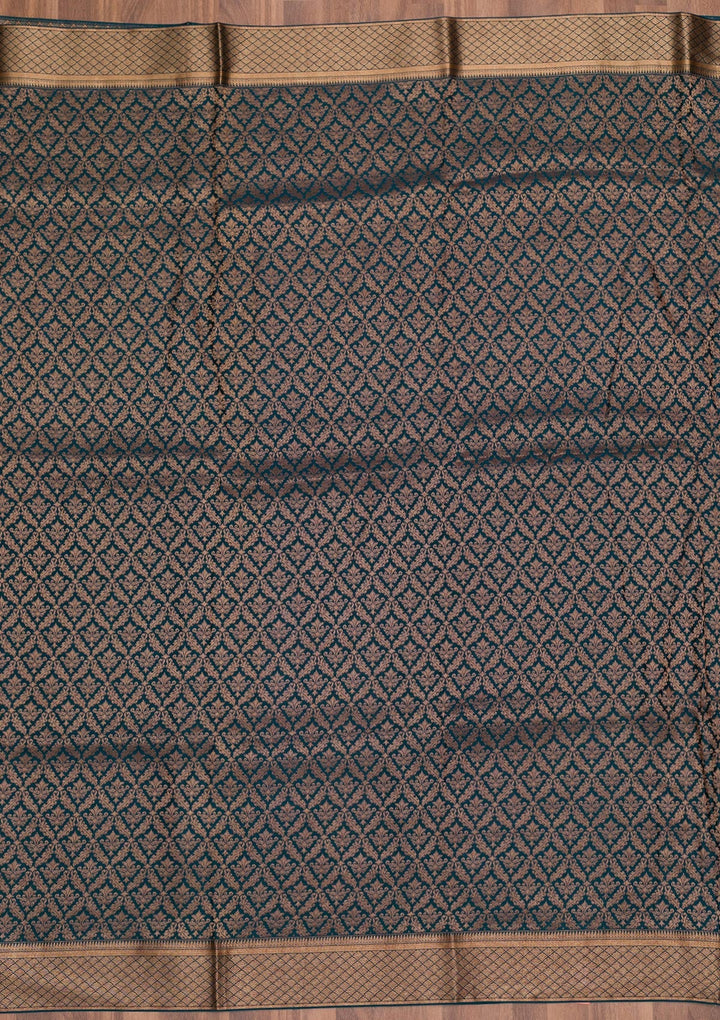 Peacock Blue Zariwork Pure Silk Saree-Koskii