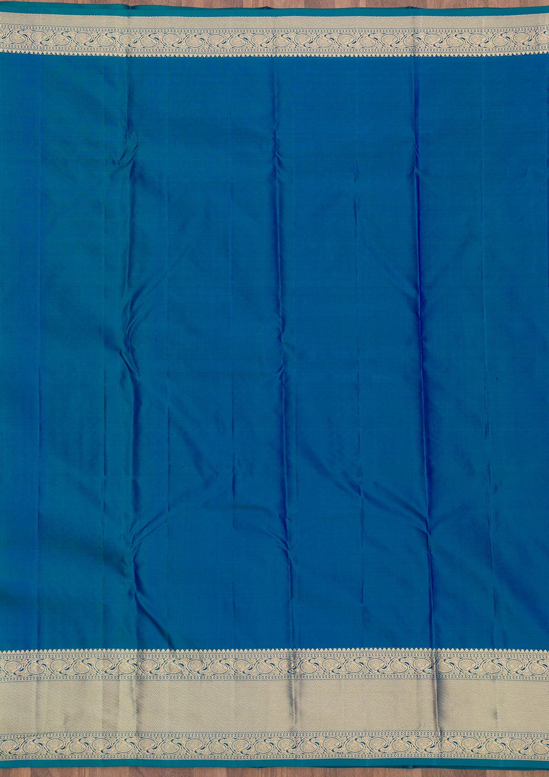 Peacock Blue Zariwork Pure Silk Saree-Koskii