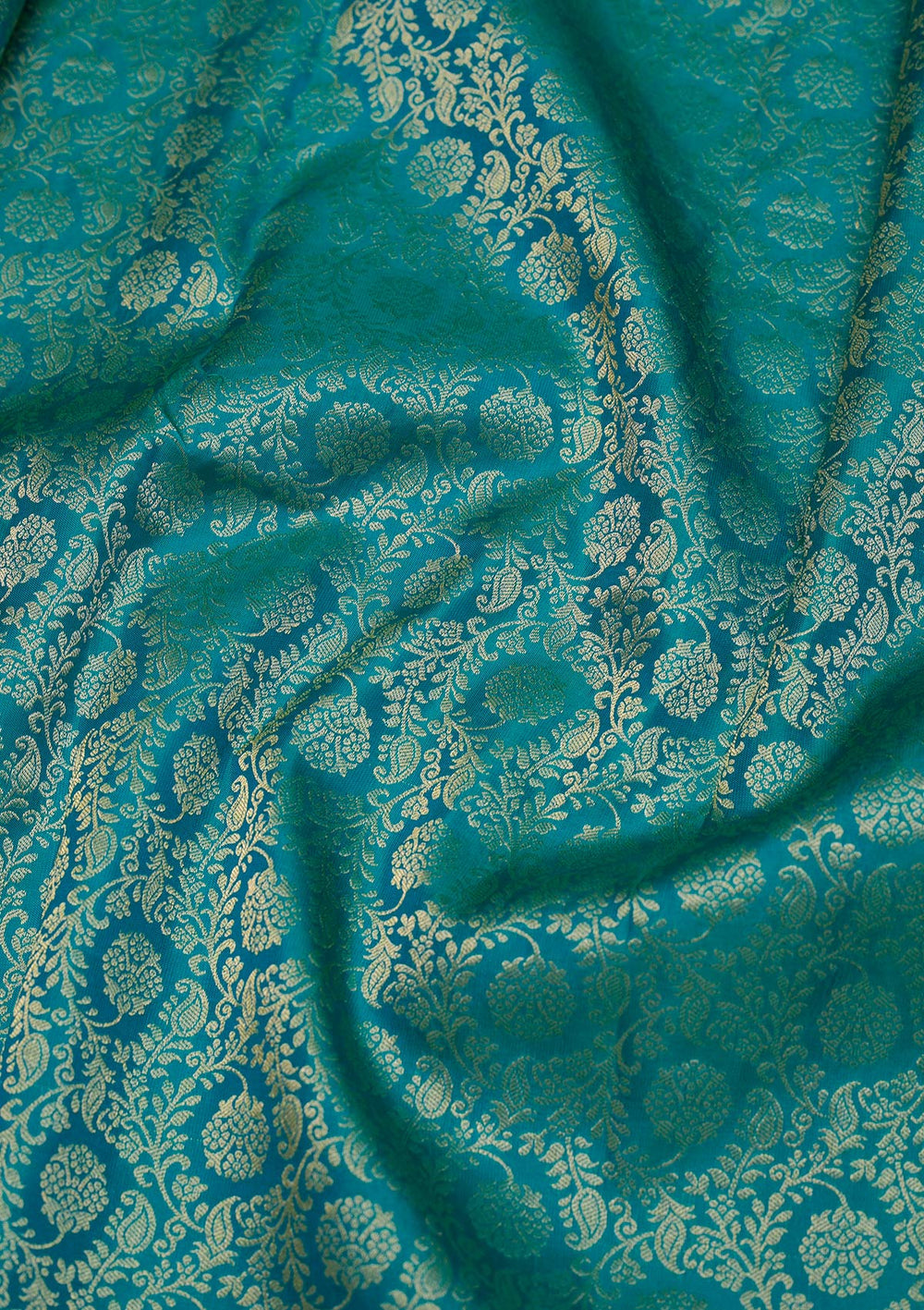 Peacock Blue Zariwork Pure Silk Saree-Koskii