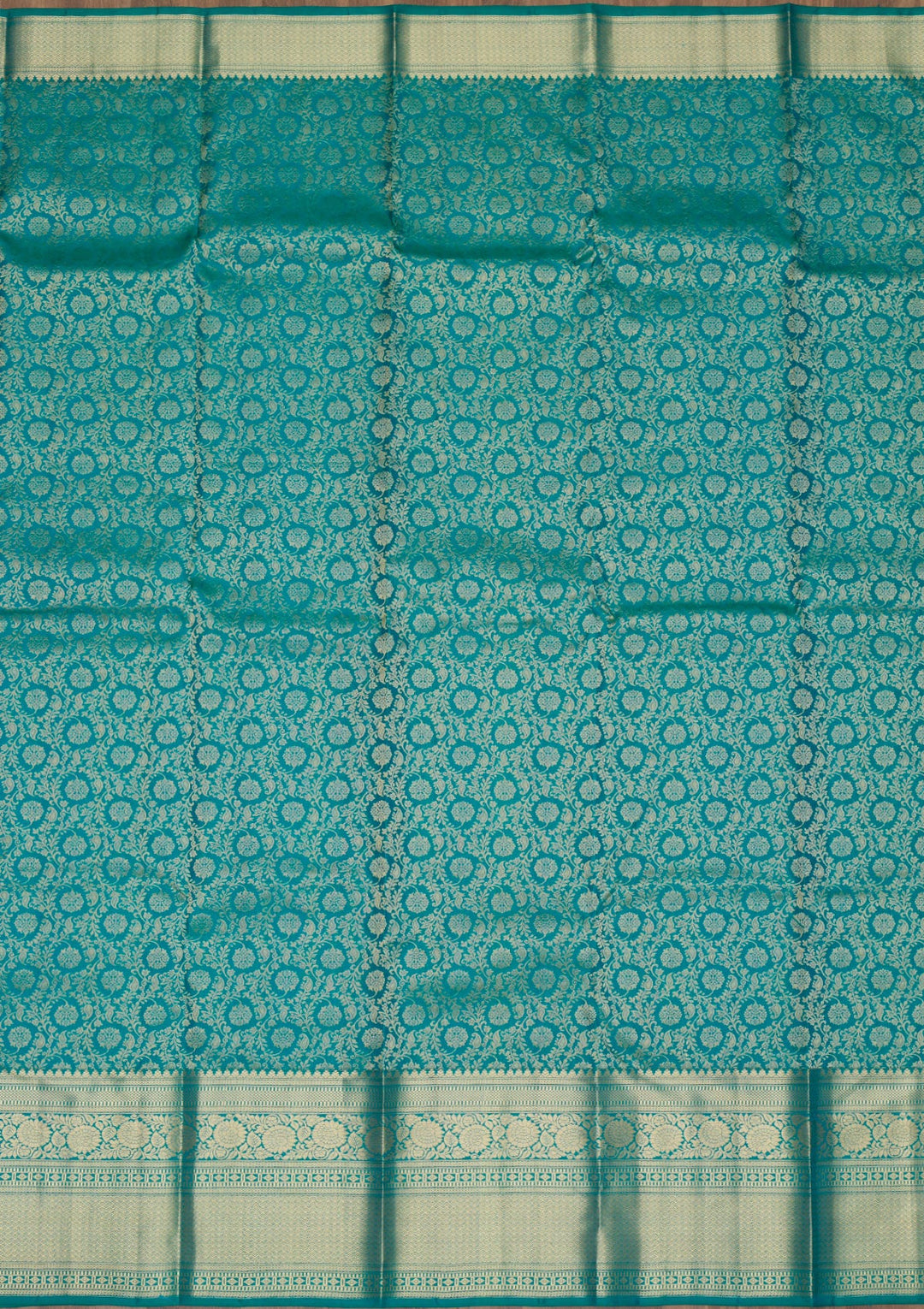 Peacock Blue Zariwork Pure Silk Saree-Koskii
