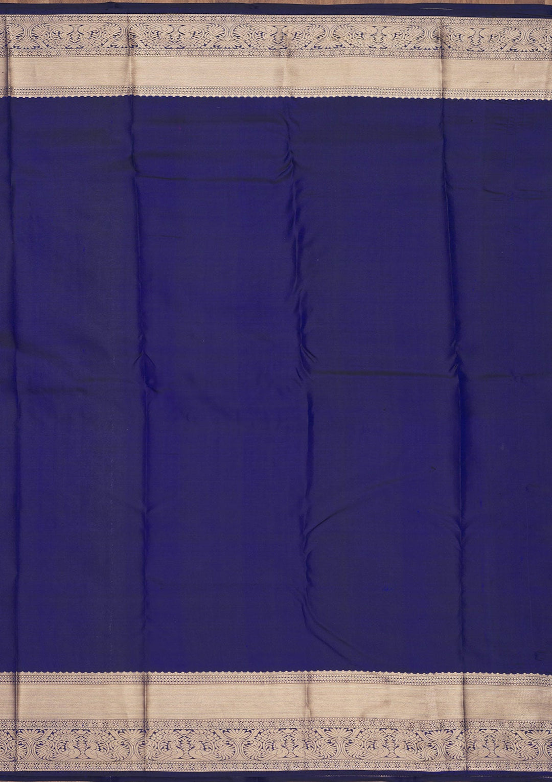 Peacock Blue Zariwork Pure Silk Saree-Koskii