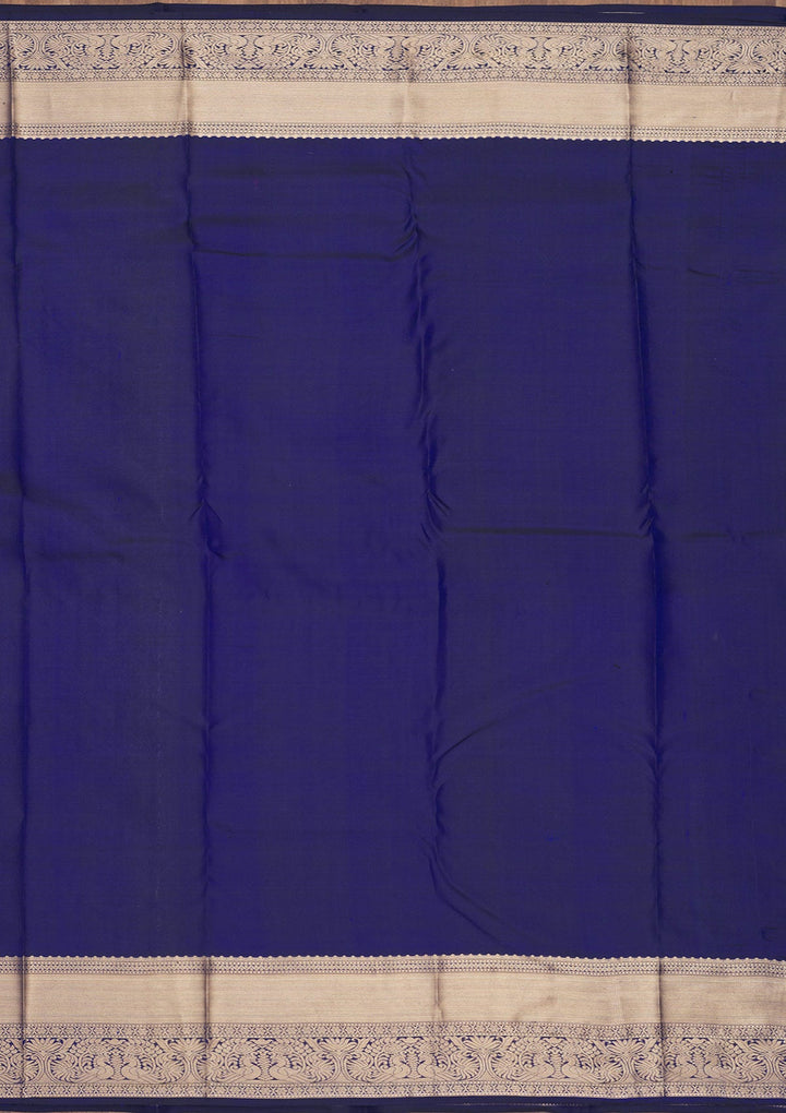 Peacock Blue Zariwork Pure Silk Saree-Koskii
