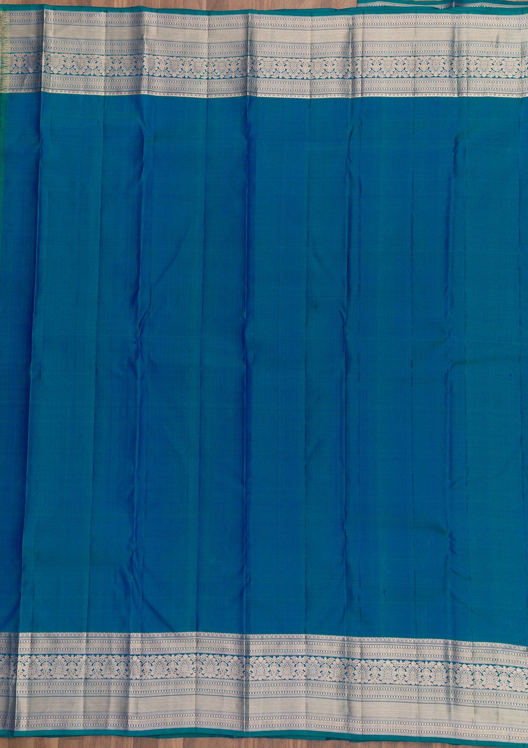 Peacock Blue Zariwork Pure Silk Saree-Koskii