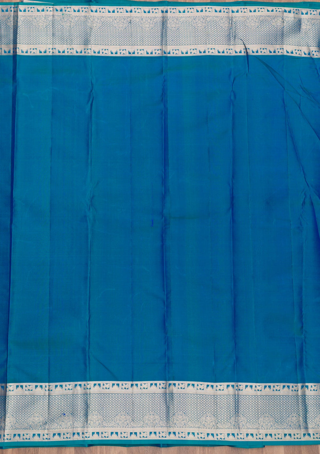 Peacock Blue Zariwork Pure Silk Saree-Koskii