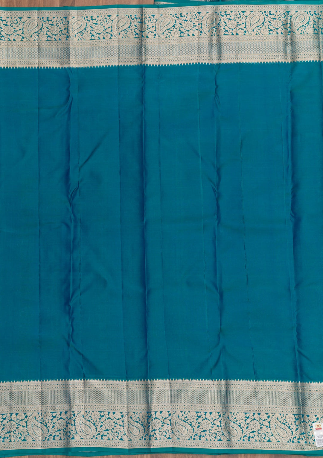 Peacock Blue Zariwork Pure Silk Saree-Koskii