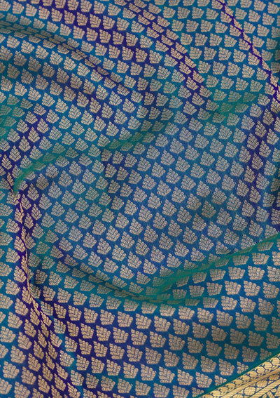 Peacock Blue Zariwork Pure Silk Saree