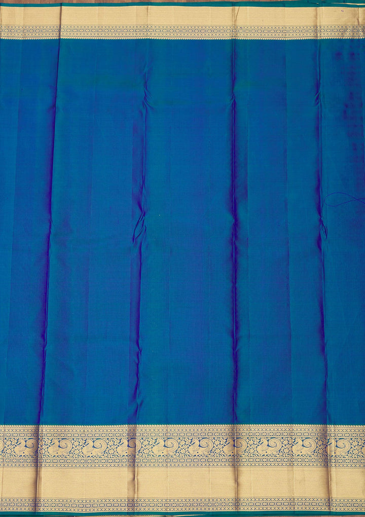 Peacock Blue Zariwork Pure Silk Saree
