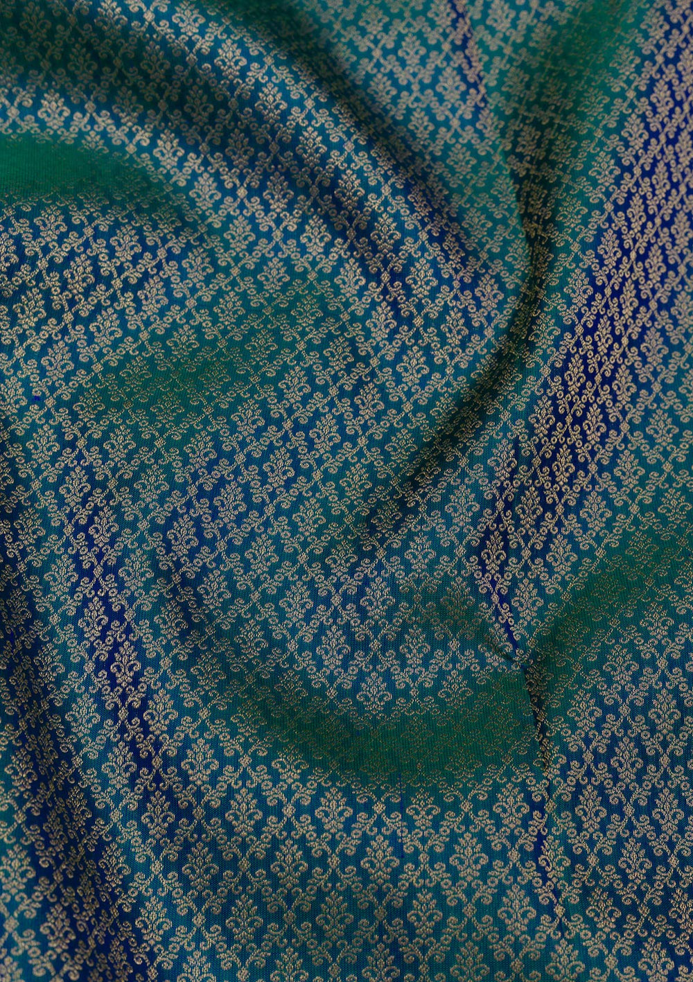 Peacock Blue Zariwork Pure Silk Saree-Koskii