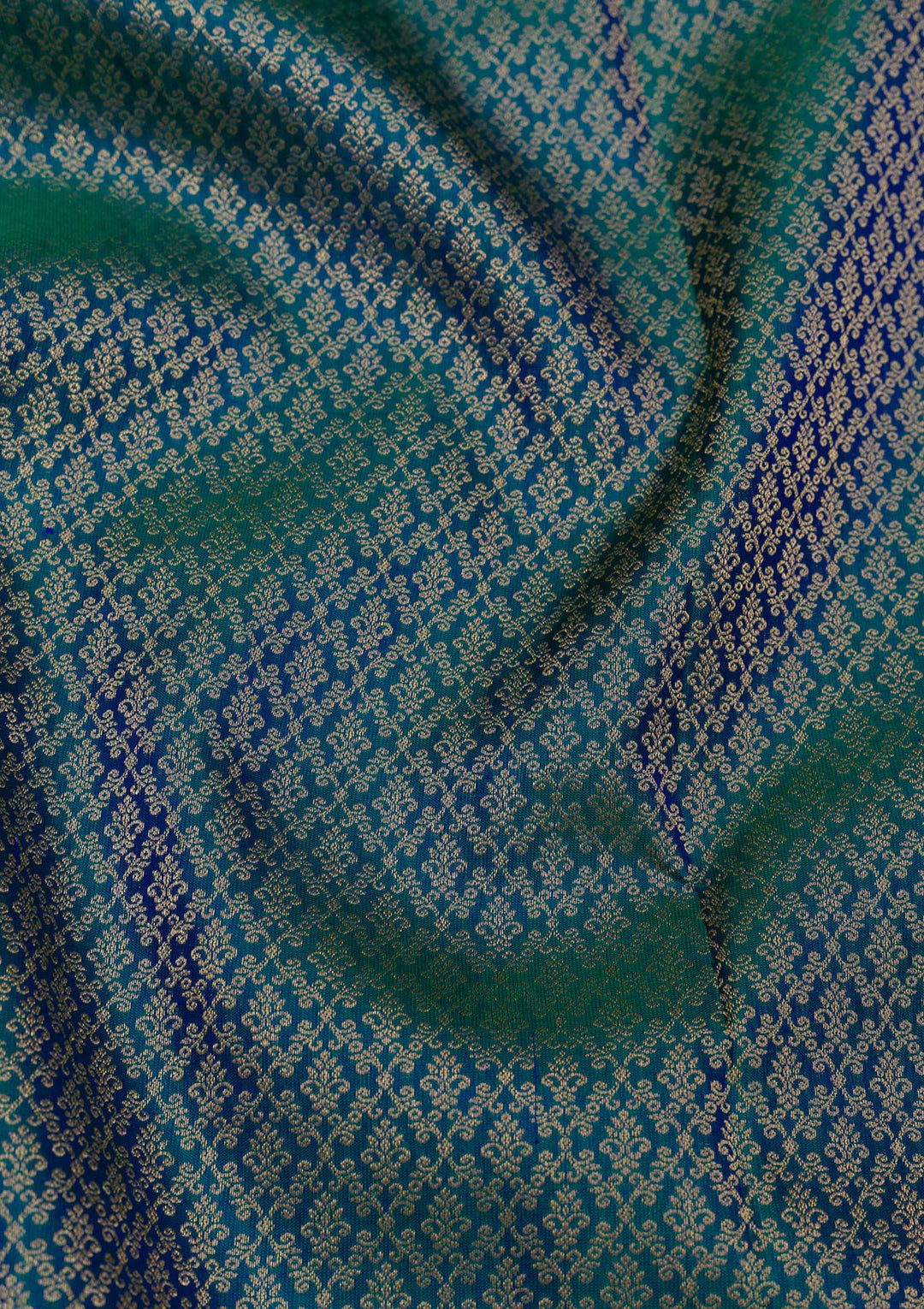 Peacock Blue Zariwork Pure Silk Saree-Koskii