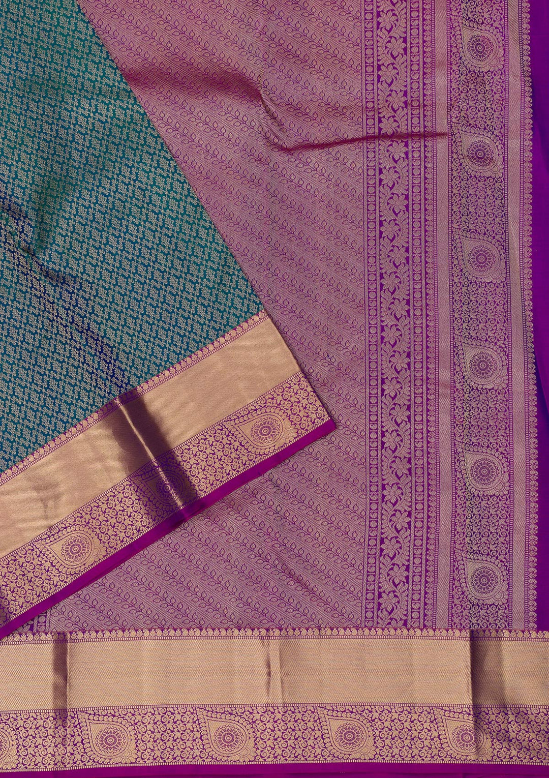 Peacock Blue Zariwork Pure Silk Saree-Koskii