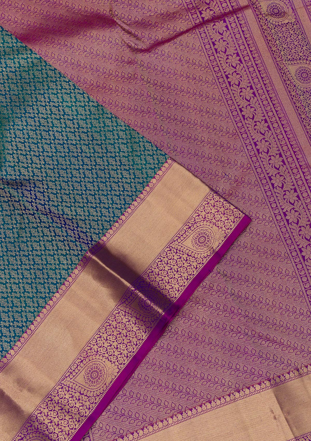 Peacock Blue Zariwork Pure Silk Saree-Koskii