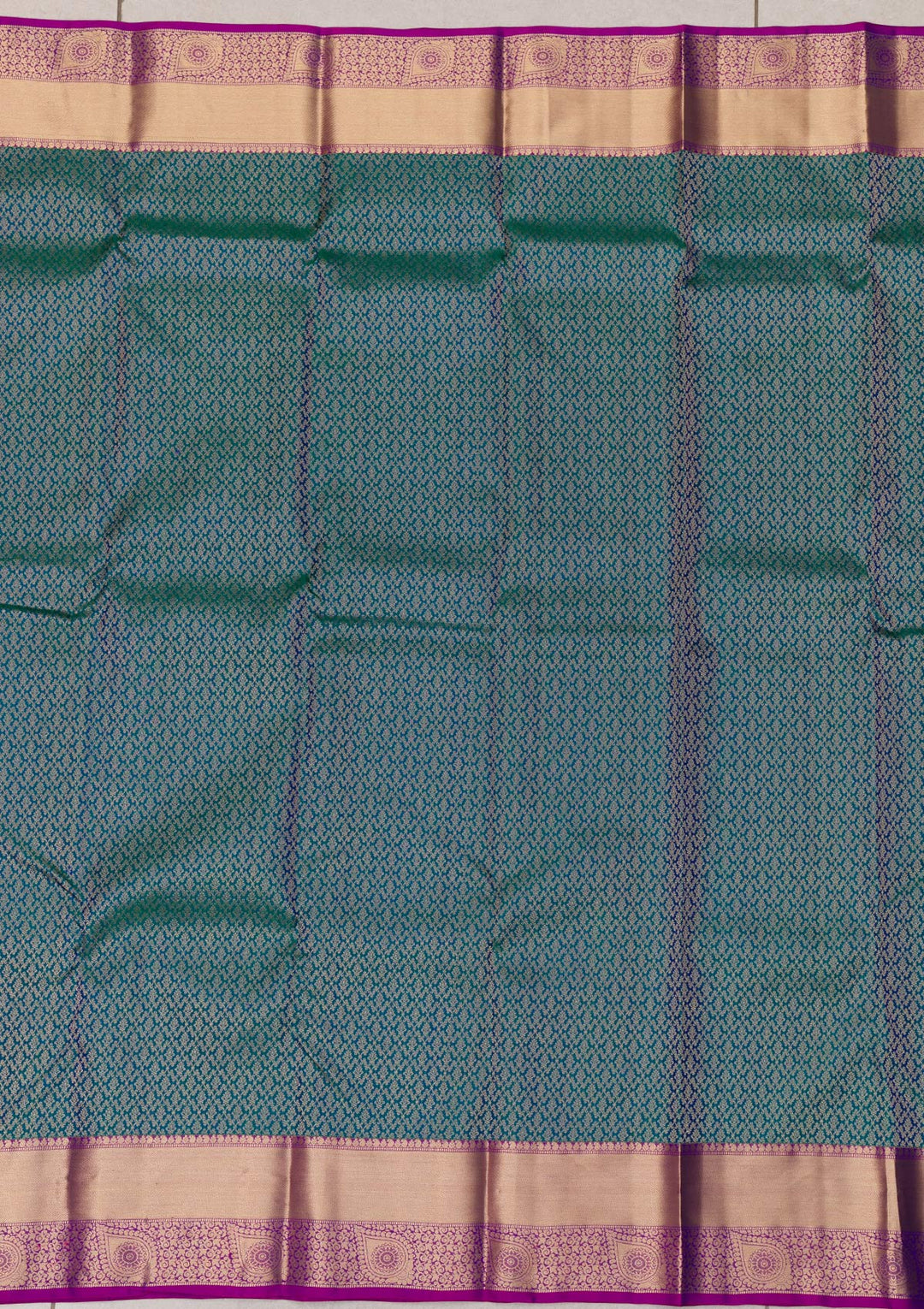 Peacock Blue Zariwork Pure Silk Saree-Koskii