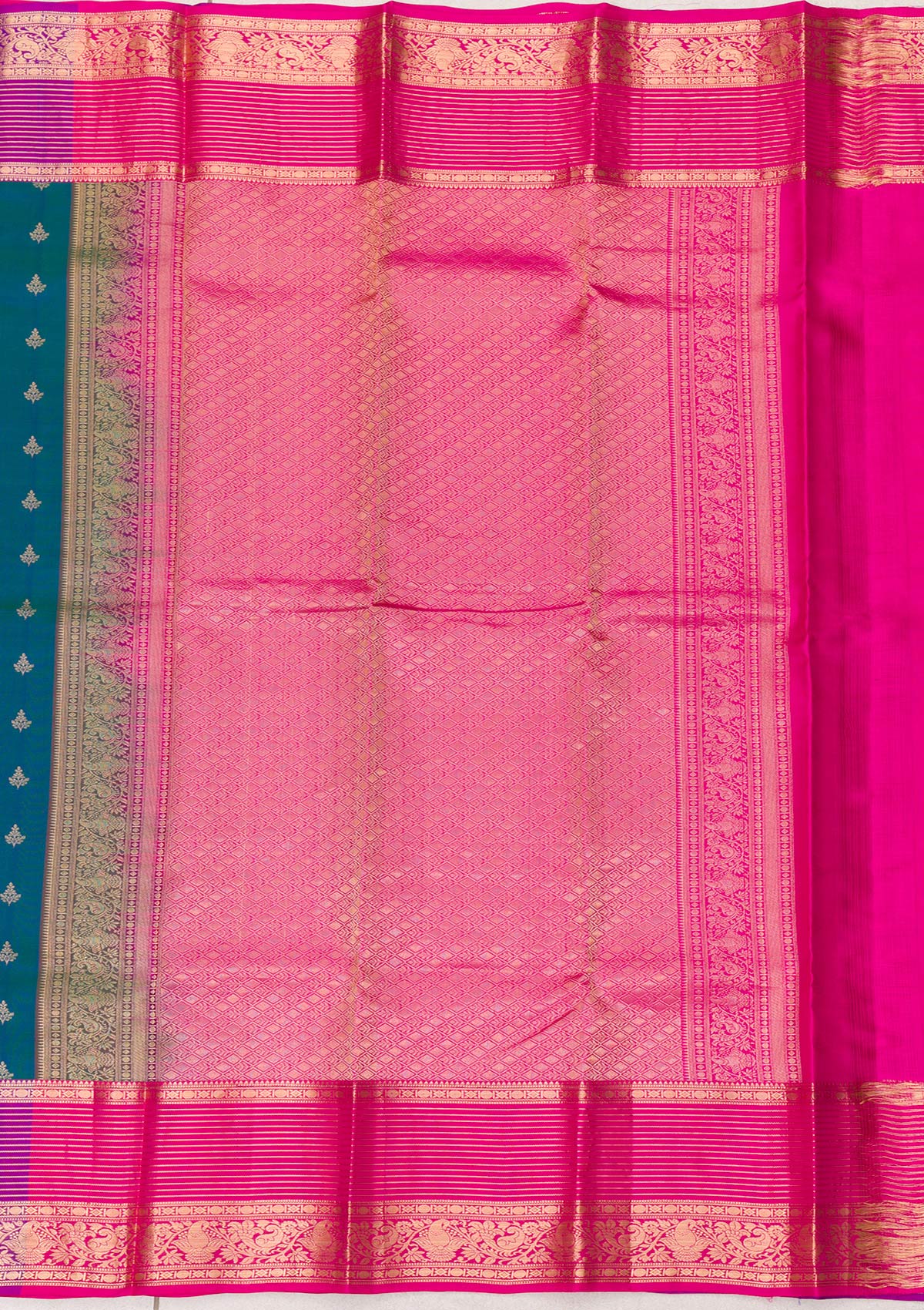 Buy Peacock Blue Zariwork Pure Silk Saree - Koskii