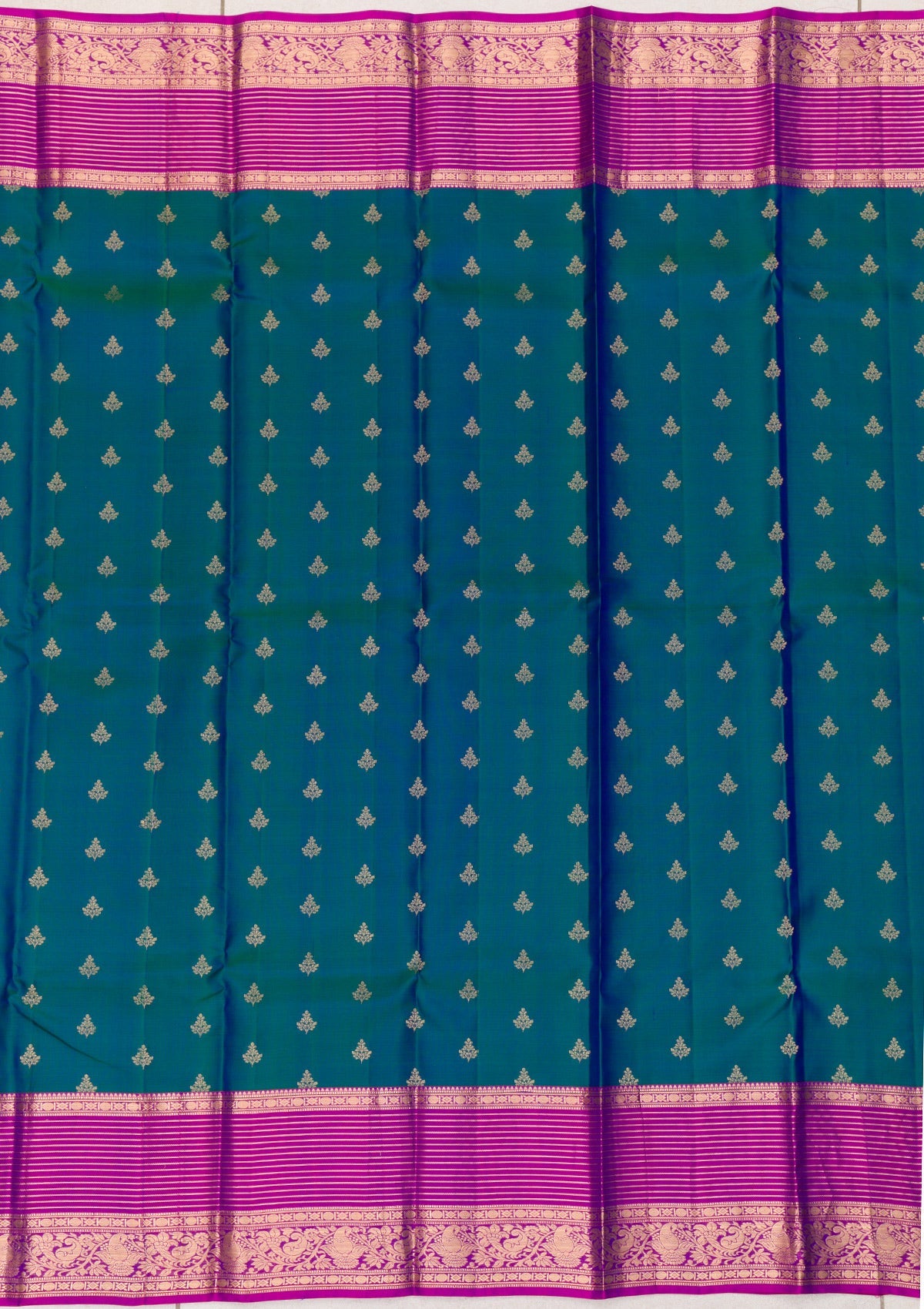 Buy Peacock Blue Zariwork Pure Silk Saree - Koskii