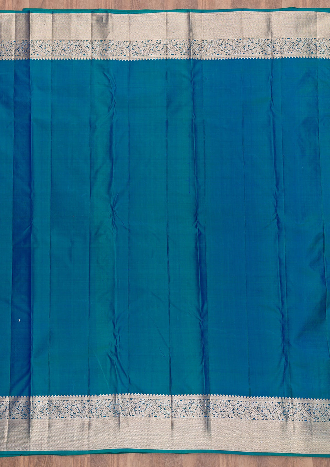 Peacock Blue Zariwork Pure Silk Saree-Koskii