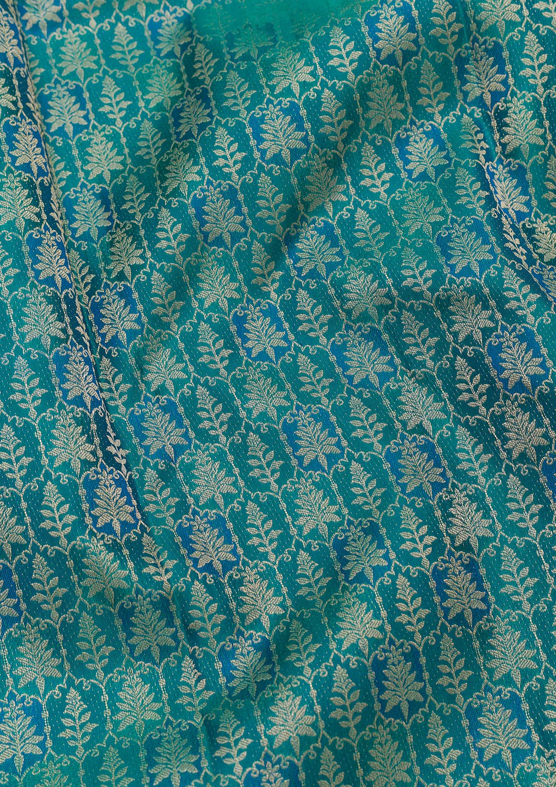 Peacock Blue Zariwork Pure Silk Saree-Koskii