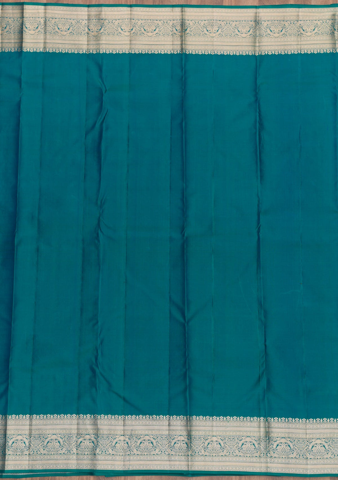 Peacock Blue Zariwork Pure Silk Saree-Koskii