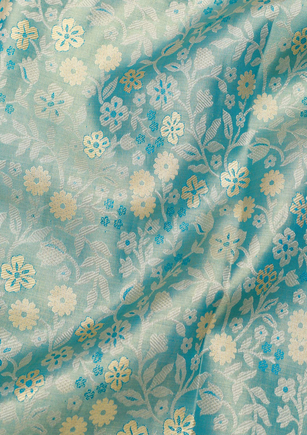 Peacock Blue Zariwork Pure Silk Saree-Koskii