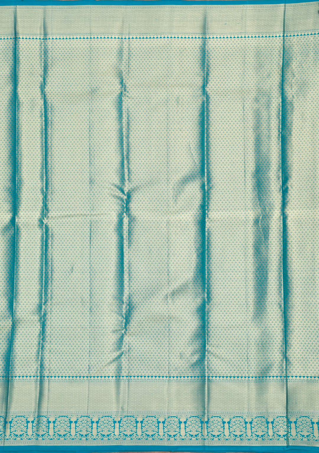 Peacock Blue Zariwork Pure Silk Saree-Koskii