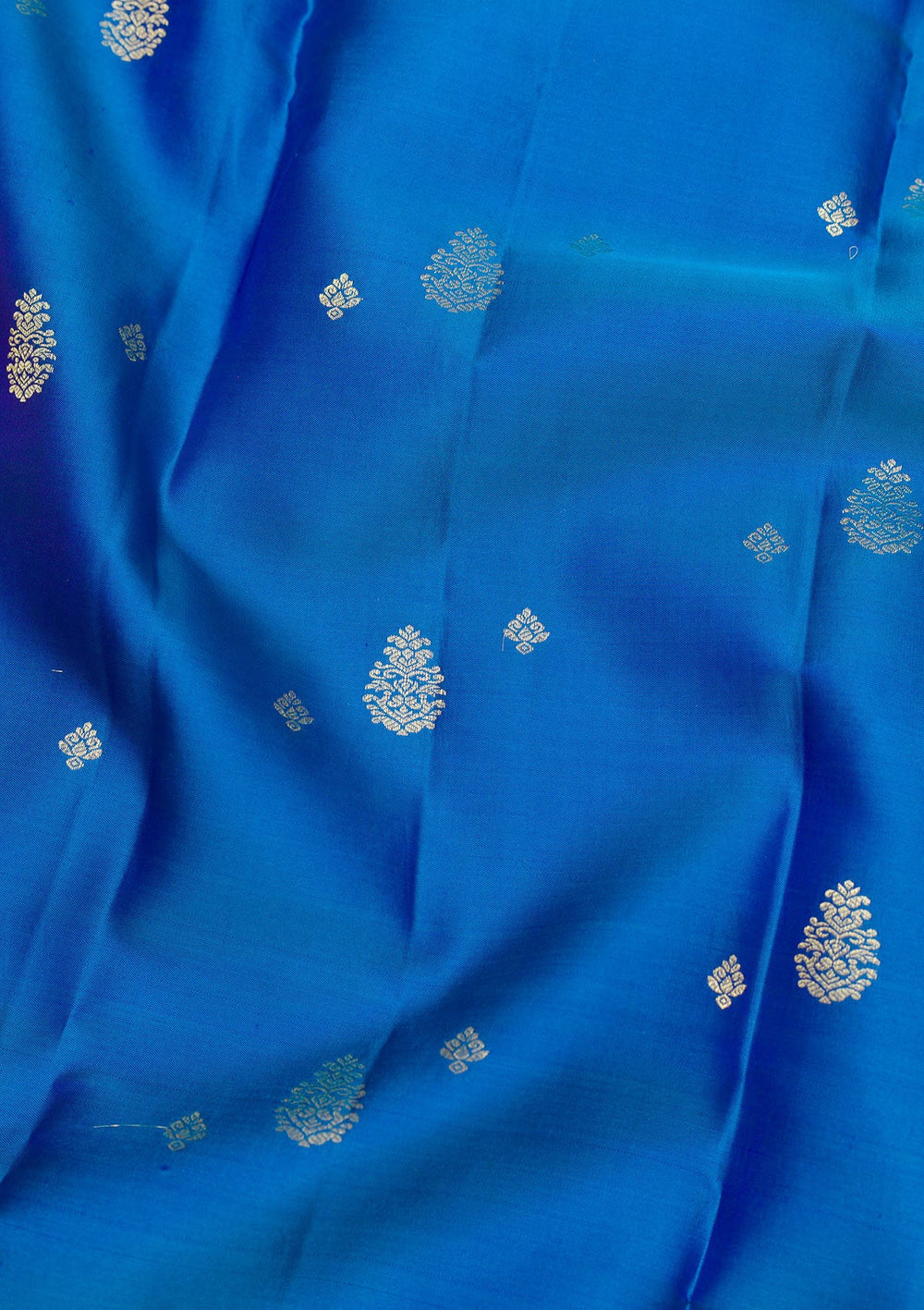 Peacock Blue Zariwork Pure Silk Saree-Koskii