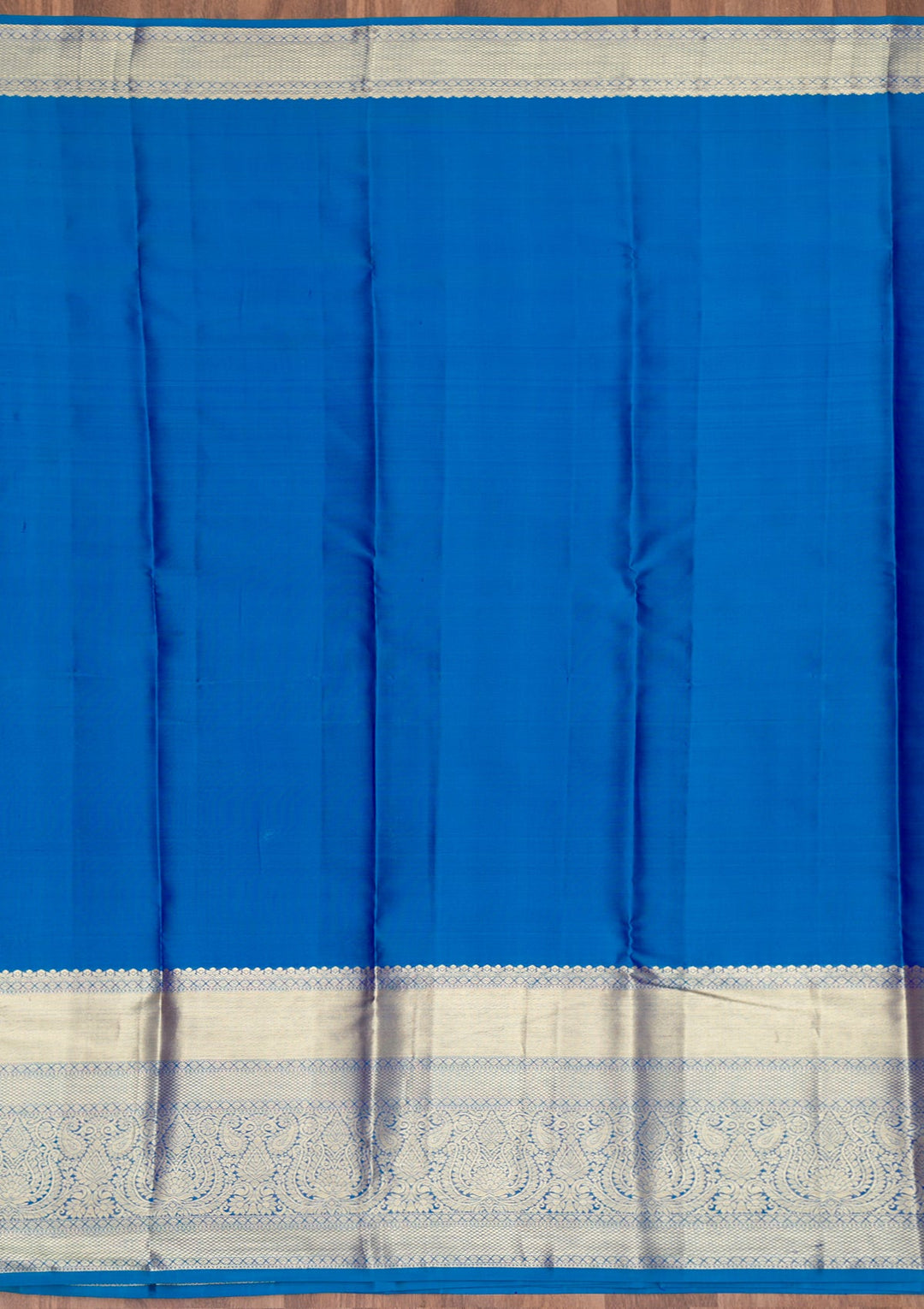 Peacock Blue Zariwork Pure Silk Saree-Koskii
