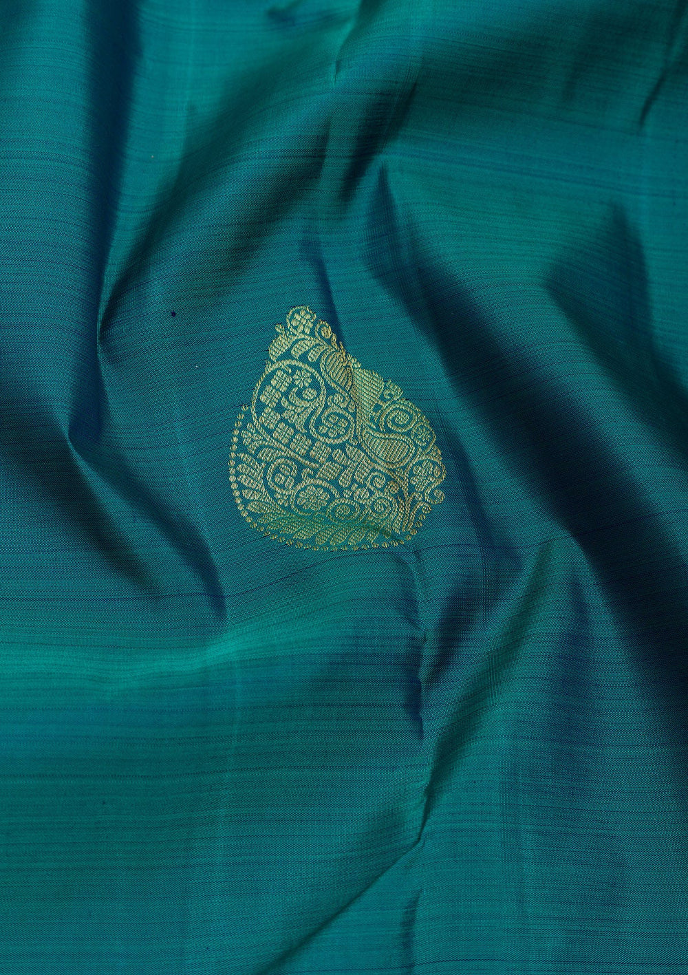Peacock Blue Zariwork Pure Silk Saree-Koskii