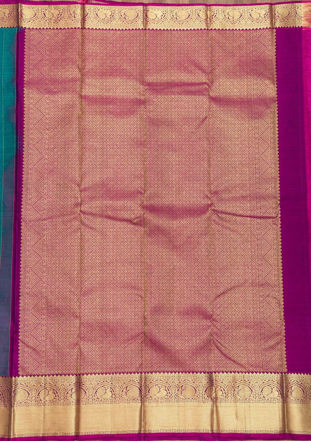 Peacock Blue Zariwork Pure Silk Saree-Koskii