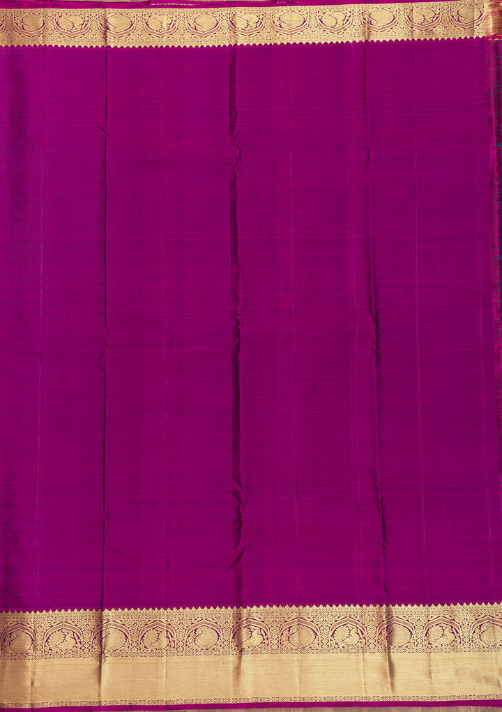 Peacock Blue Zariwork Pure Silk Saree-Koskii
