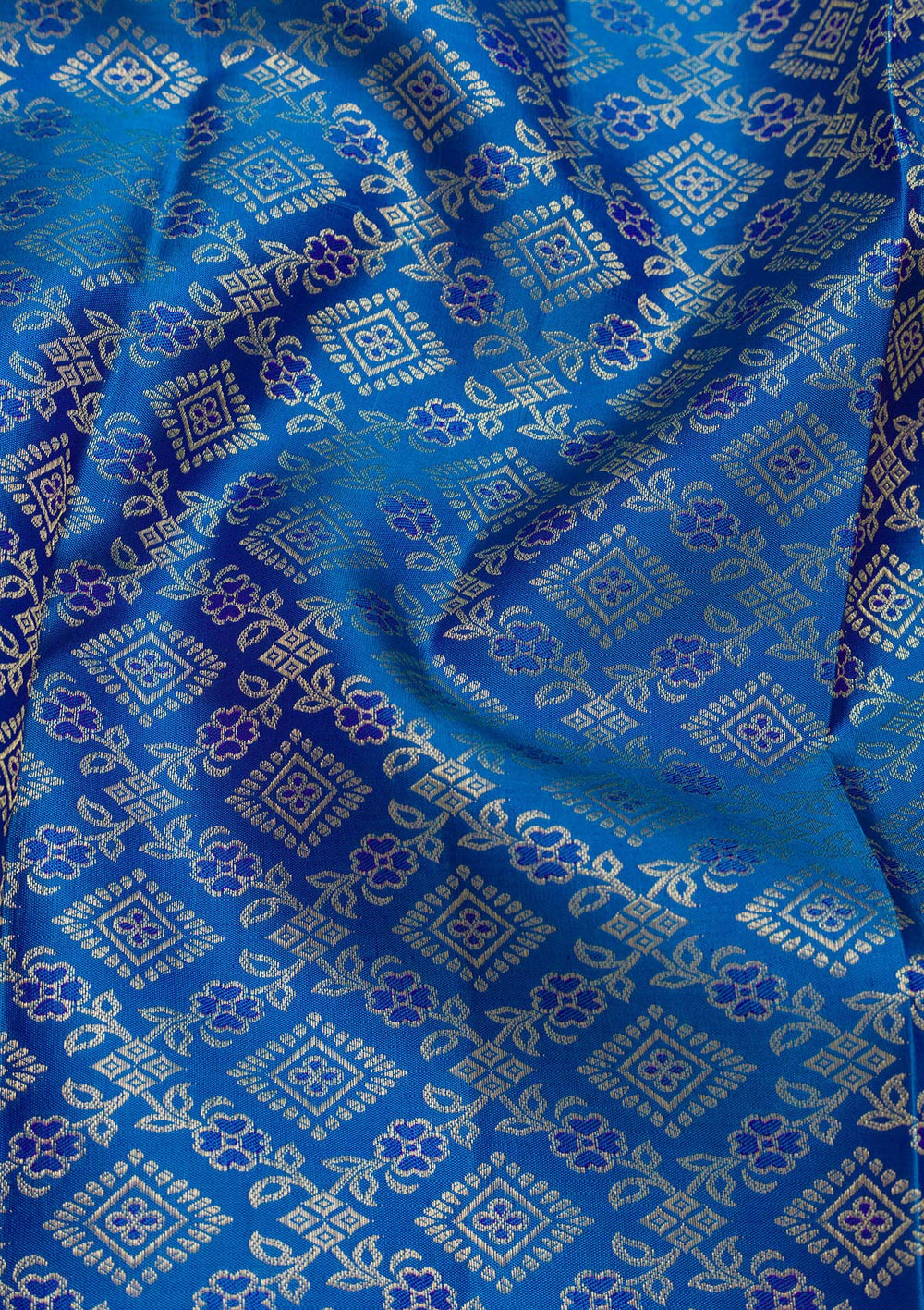 Peacock Blue Zariwork Pure Silk Saree-Koskii