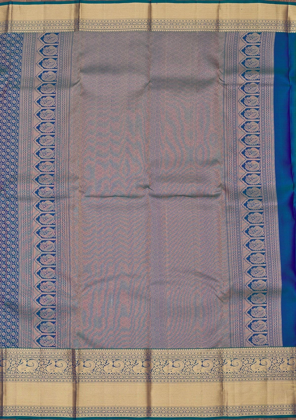 Peacock Blue Zariwork Pure Silk Saree