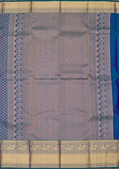 Peacock Blue Zariwork Pure Silk Saree