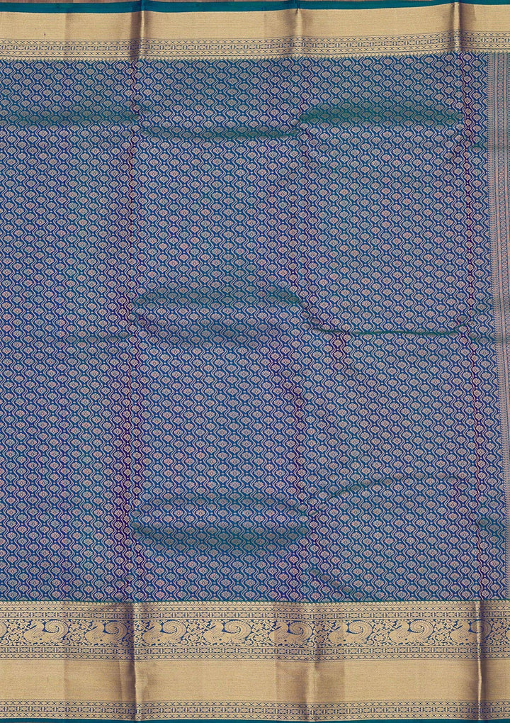 Peacock Blue Zariwork Pure Silk Saree