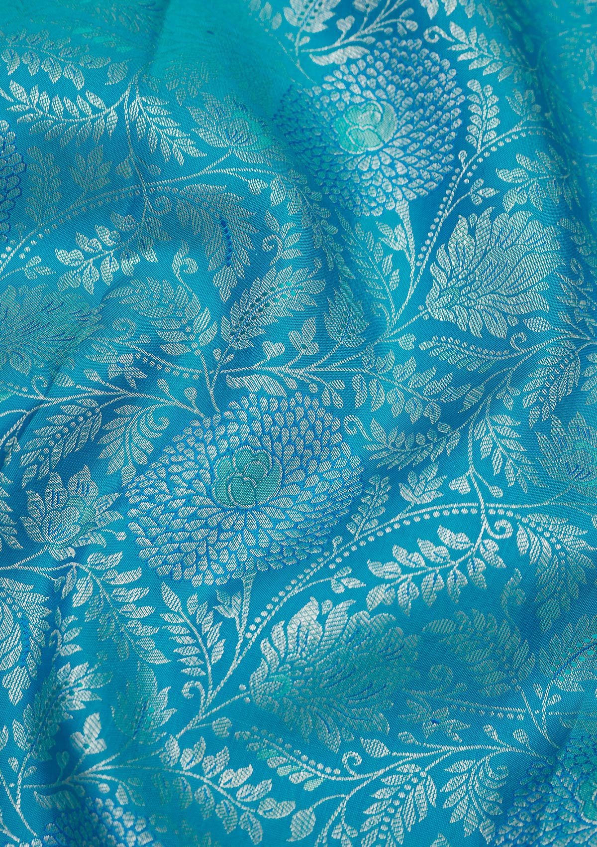 Sky Blue Zariwork Pure Silk Saree-Koskii