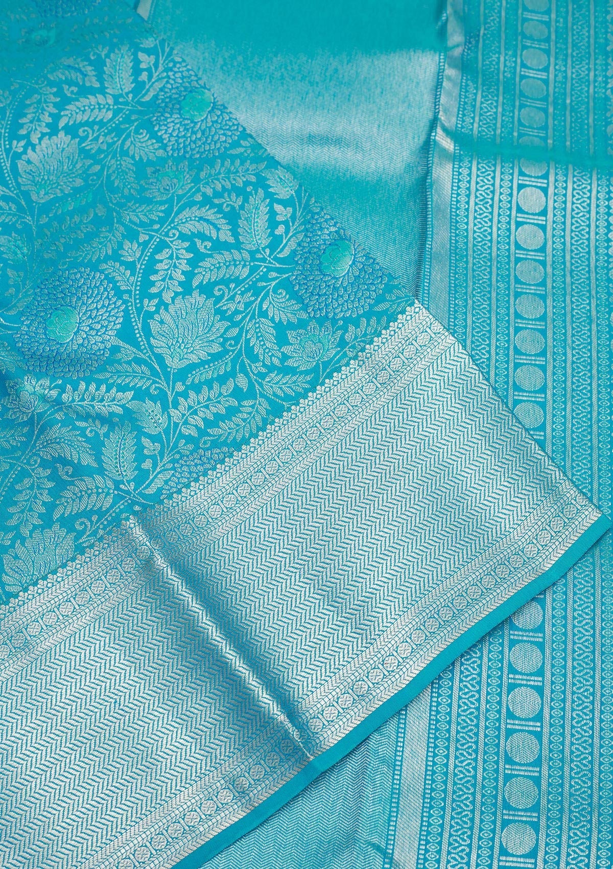 Sky Blue Zariwork Pure Silk Saree-Koskii