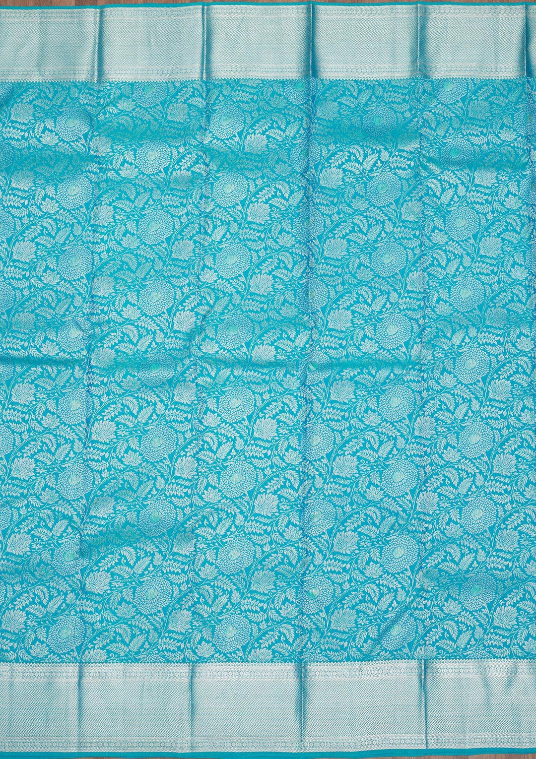 Sky Blue Zariwork Pure Silk Saree-Koskii