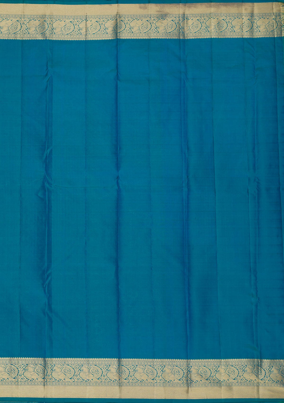 Peacock Blue Zariwork Pure Silk Saree-Koskii