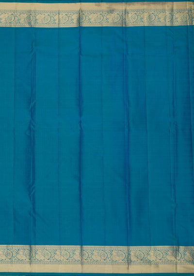 Peacock Blue Zariwork Pure Silk Saree-Koskii