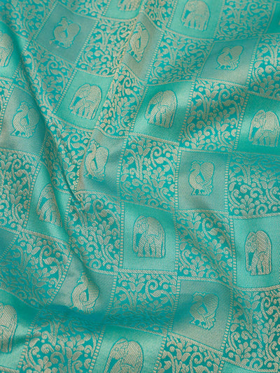 Peacock Blue Zariwork Pure Silk Saree