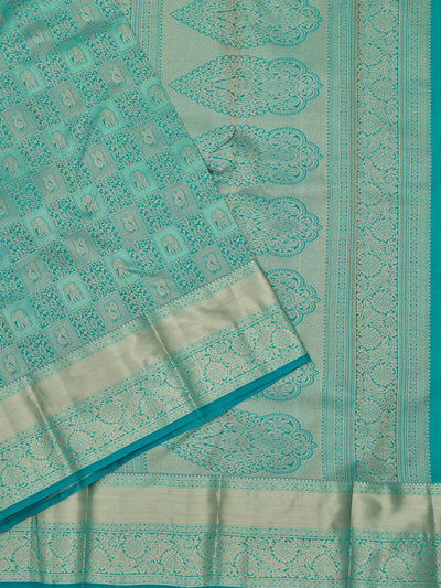 Peacock Blue Zariwork Pure Silk Saree