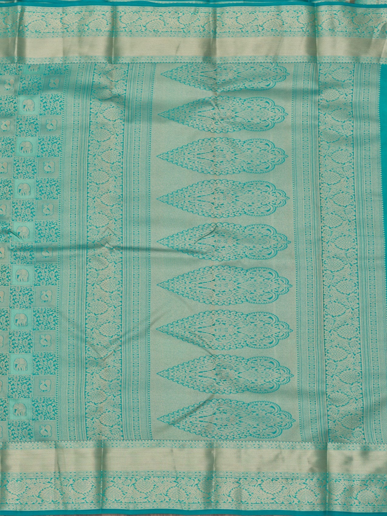 Peacock Blue Zariwork Pure Silk Saree