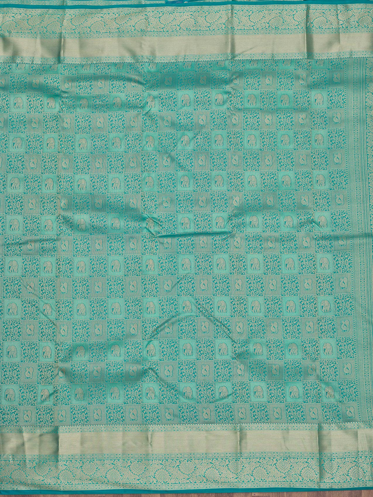 Peacock Blue Zariwork Pure Silk Saree